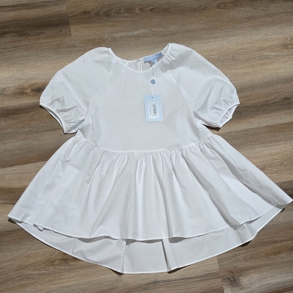 Hill House Tops - NWT Hill House The Francesca High Low White Peplum Blouse Top Size S